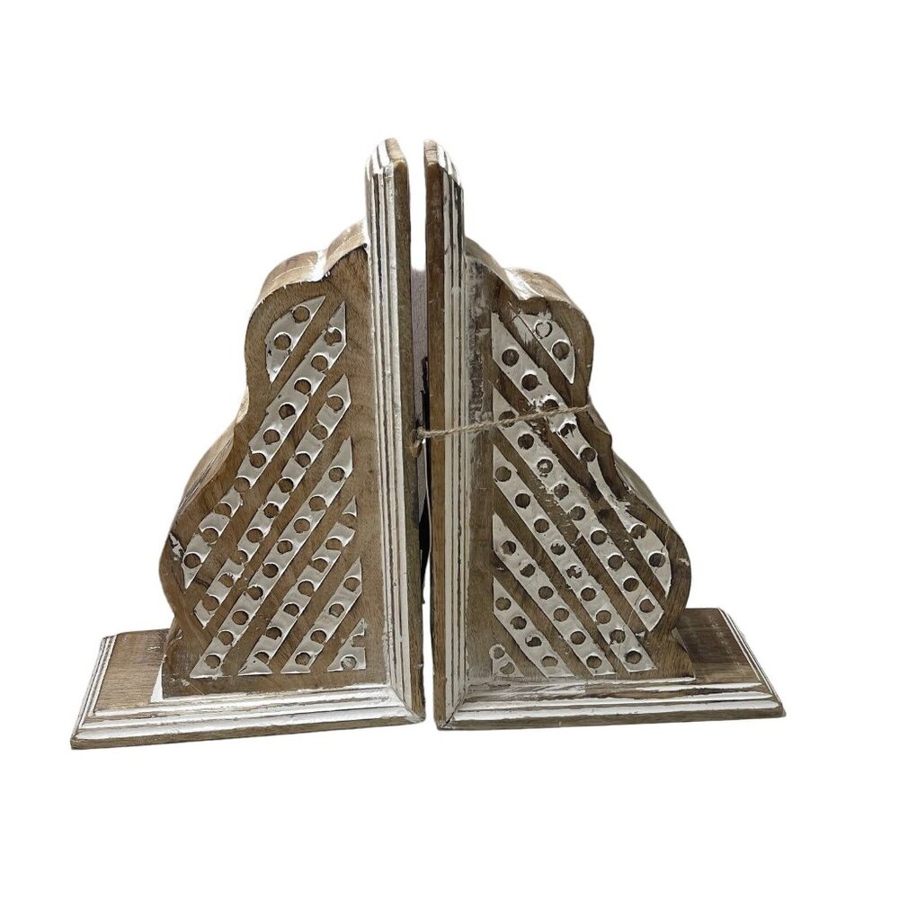 Casa Decor Bookends Wood White Distressed Corbel Rustic Farmhouse Boho New
